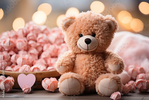 lovely teddy bear valentine minimal concept.