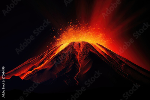 Burning volcano - Generative AI