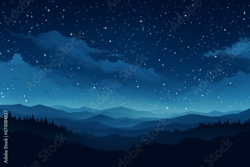 Illustration of starry night sky in clean, minimalist style. Generative AI