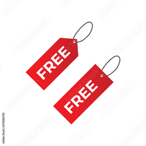 Free labels for marketing promotions, red tags with strings