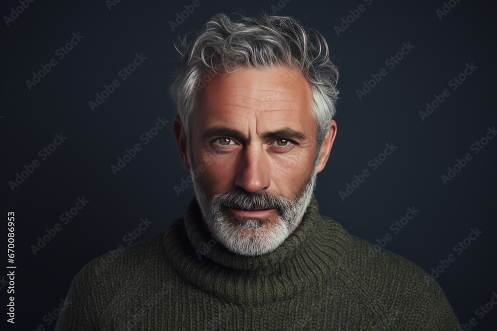 Man with Gray Hair and Green Sweater, Face Blurred Man with Gray Hair and Green Sweater, Face Blurred