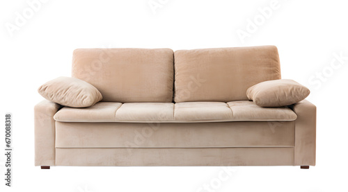 Modern grey, brown sofa with a transparent background, perfect for chic and stylish home interiors.