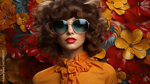Fashion model in sunglasses , beautiful young woman. Studio shot. Model illustration. Generative AI