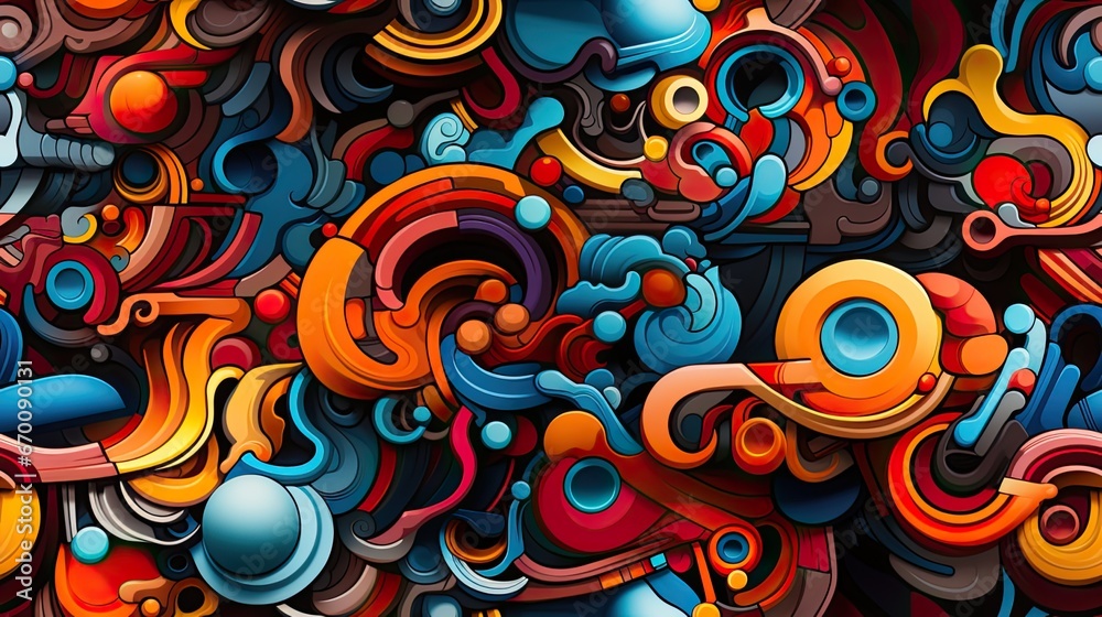 Fototapeta premium Seamless pattern with Colorful Metropolitan Graffiti Fusion .