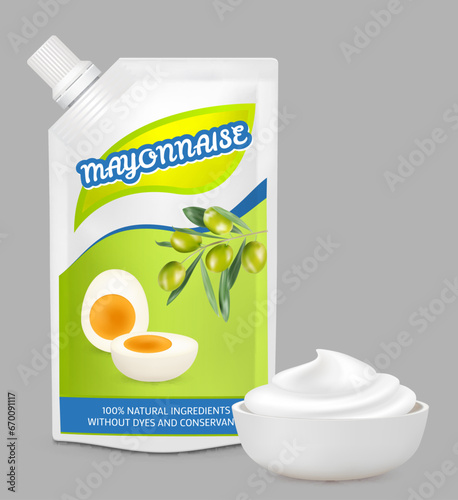 Mayonnaise sauce soft food pack design vector illustration