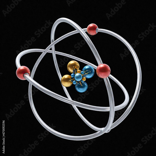isolated atom on black background