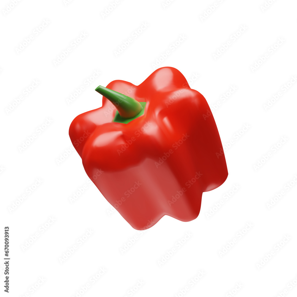 3D render red bell pepper. Realistic whole paprika. Tasty fresh ingredient for Asian, Mexican, Bulgarian food. Healthy organic vitamin vegetable. Vector illustration about sweet object 3D render red bell pepper. Realistic whole paprika. Tasty fresh ingredient for Asian, Mexican, Bulgarian food. Healthy organic vitamin vegetable. Vector illustration about sweet object