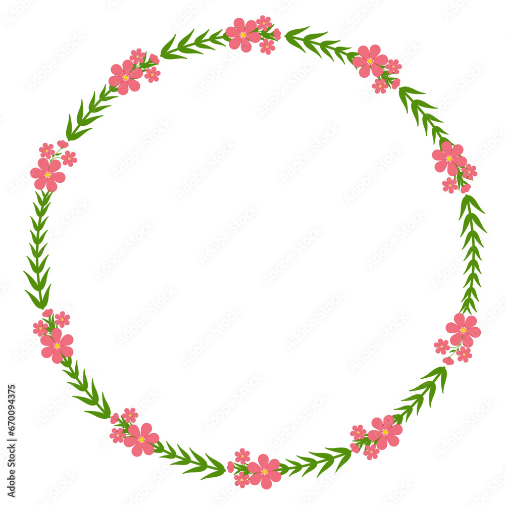 A round design adorned with beautiful leaves and flowers.