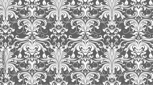 Vector vintage wallpaper design. Floral damask decorative pattern with seamless swatch  pattern included
