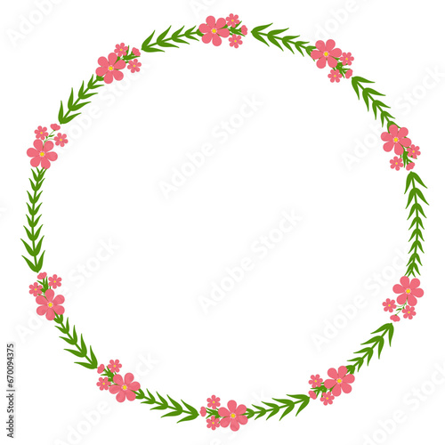 A round design adorned with beautiful leaves and flowers. © WaNi