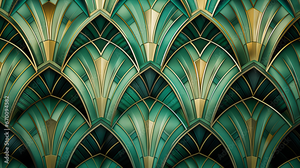 photo of gold, silver and emerald green art deco metallic pattern