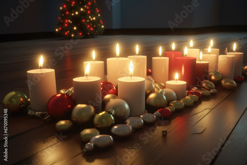 Christmas candles and decorations - Generative AI
