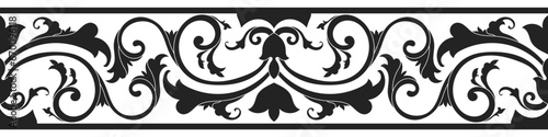 roll flower border Black color for decorating the edge of the paper on the website.