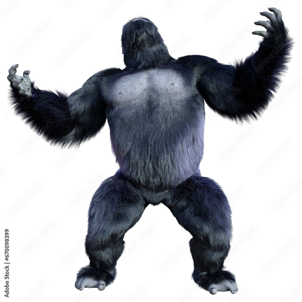 3D Rendering Black Gorilla Ape on White 3D Rendering Black Gorilla Ape on White