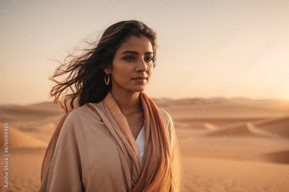 Fototapeta premium Girl in safari desert