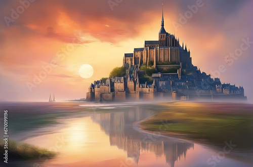 mont saint-michel france - Created with Generative AI Technology