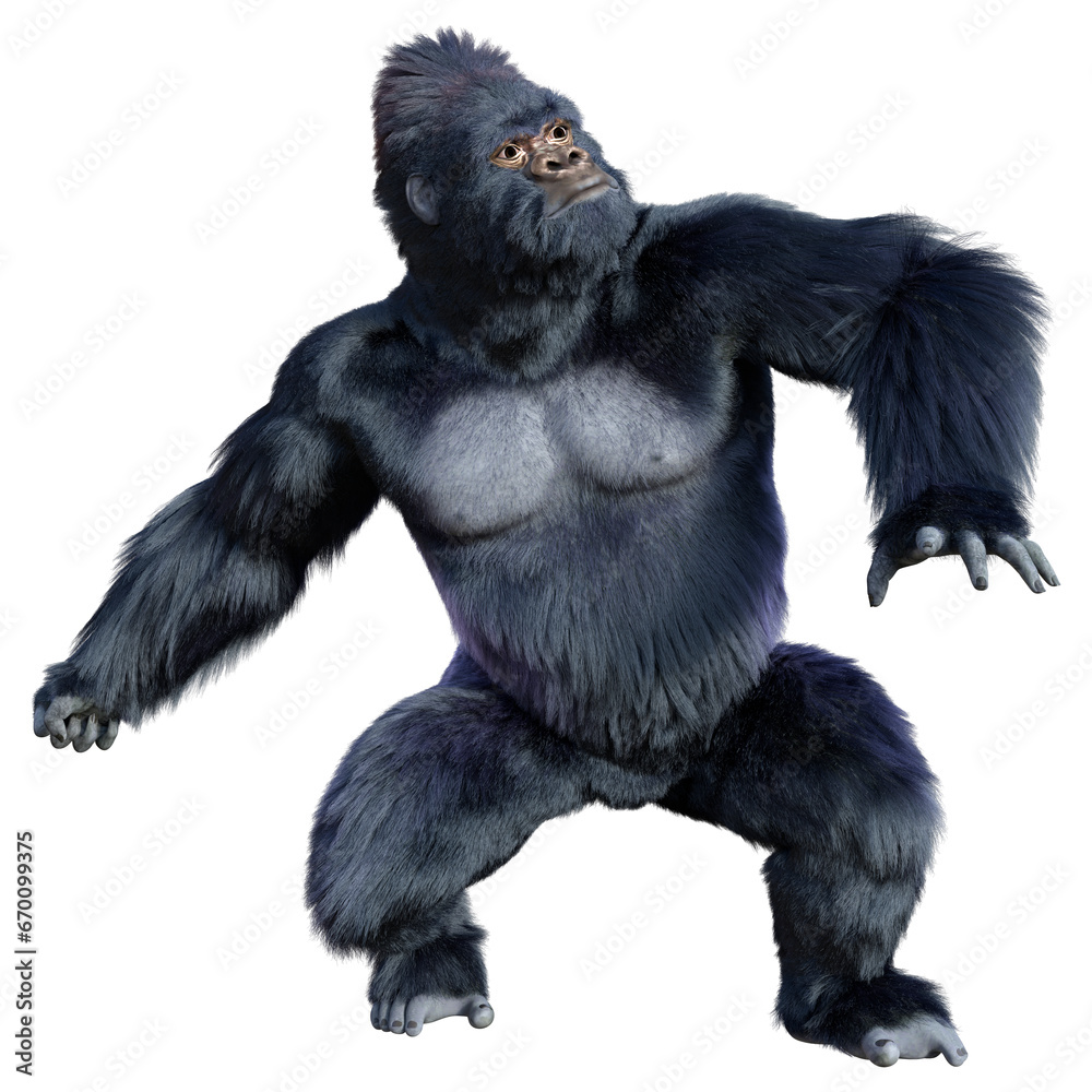 Fototapeta premium 3D Rendering Black Gorilla Ape on White