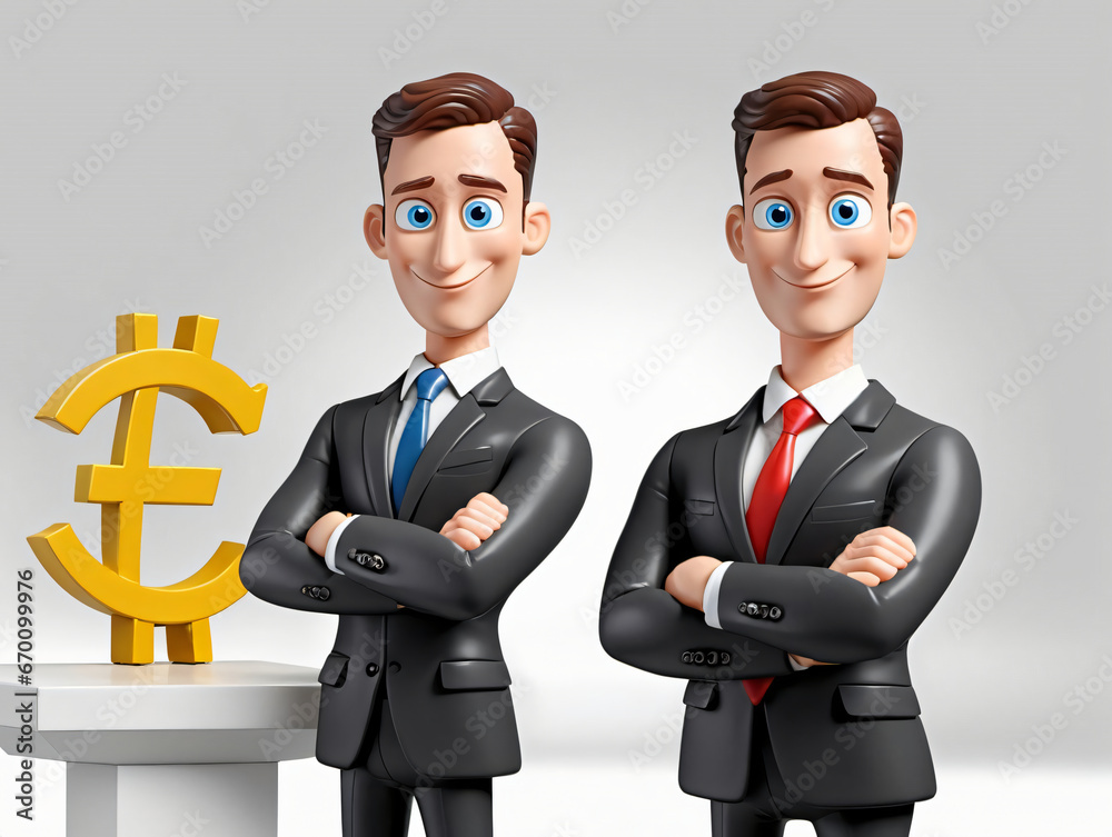 Two Businessmen With A Golden Euro Sign Two Businessmen With A Golden Euro Sign