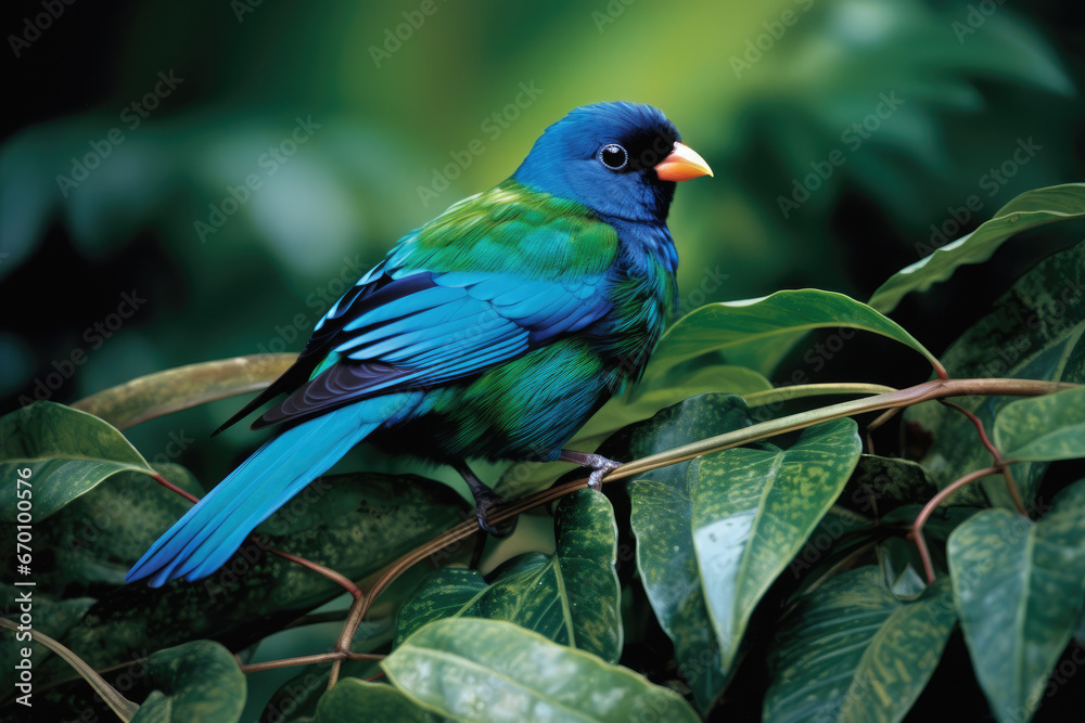 Blue bird on a branch - Generative AI Blue bird on a branch - Generative AI