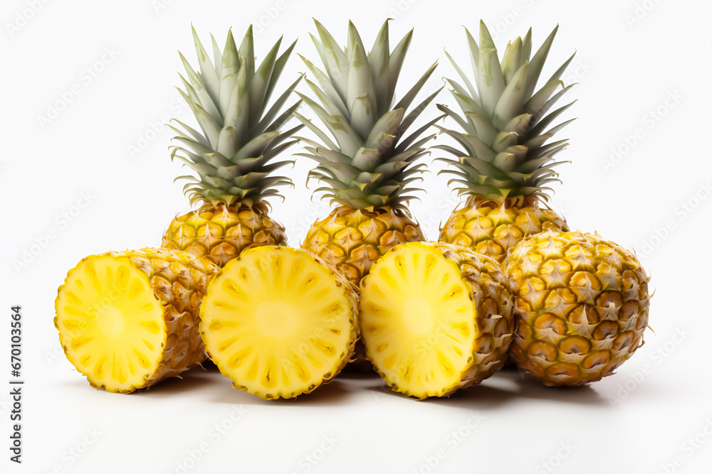 Isolated image of ripe pineapples on white background Isolated image of ripe pineapples on white background