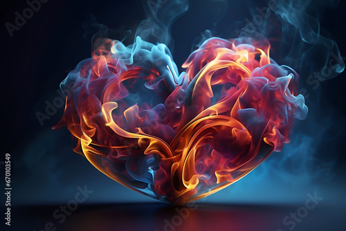 heart made of colorful smokes  burning heart