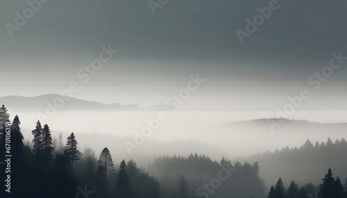 gradient calming nature foggy forest view phone wallpaper background ai generated © Charlotte