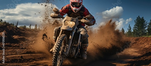 action portrait of motor cross rider. Motocross sport. © Almahyra