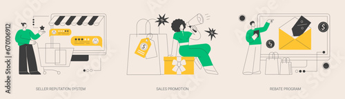 Retail sales strategy abstract concept vector illustrations.