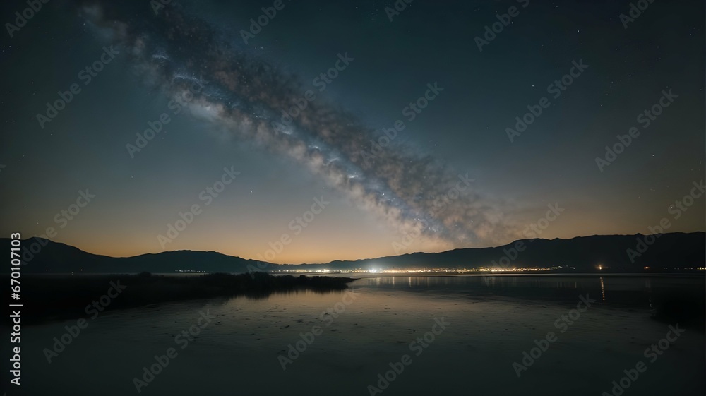 Background landscape of a beautiful night with clouds in the sky