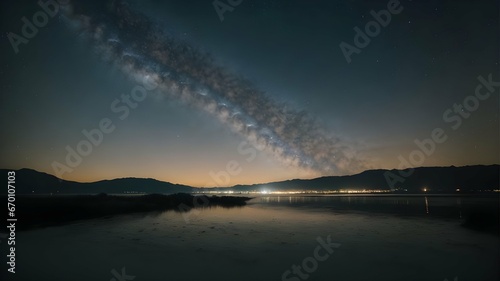 Background landscape of a beautiful night with clouds in the sky © Hafee