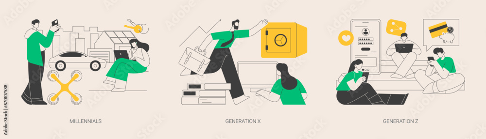 Generational change abstract concept vector illustrations. - obrazy, fototapety, plakaty 