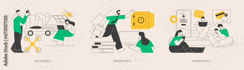Generational change abstract concept vector illustrations.