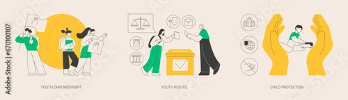 Young people rights protection abstract concept vector illustrations.