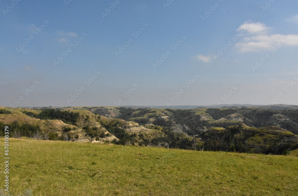 Beautiful View of Badlands Landscape and Rugged Terrain