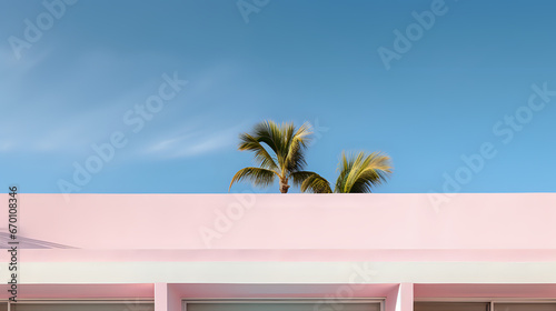 colorful house in the beach. Generative AI