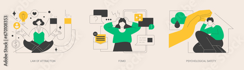 Positive and negative emotions abstract concept vector illustrations.