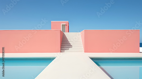 colorful house in the beach. Generative AI photo