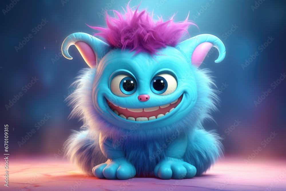 Fototapeta premium Cute cartoon mascot with funny smile