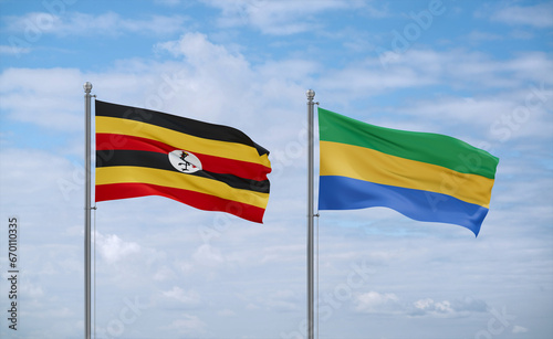 Gabon and Uganda flags, country relationship concept