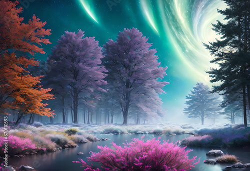 Fairytale magical natural landscape scenery Generative AI