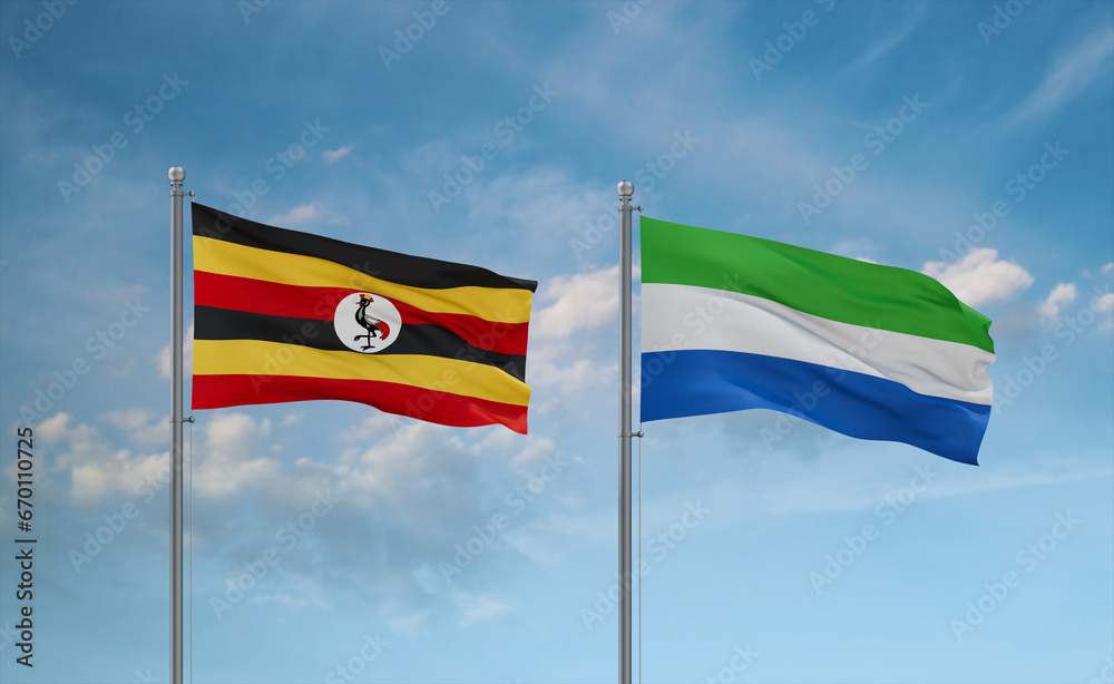 Sierra Leone and Uganda flags, country relationship concept Sierra Leone and Uganda flags, country relationship concept