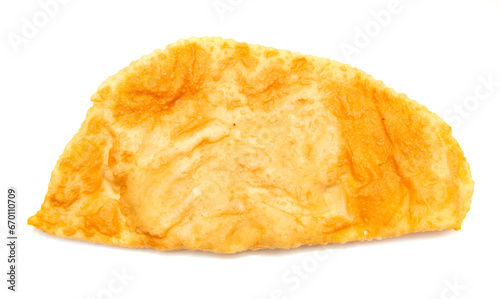 fried pie with filling on a white background.