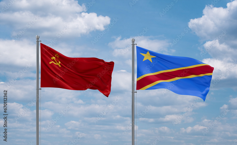 Congo and USSR flags, country relationship concept Congo and USSR flags, country relationship concept