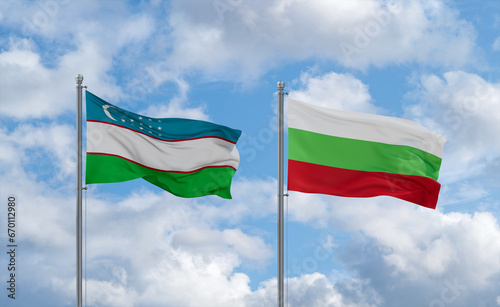 Bulgaria and Uzbekistan flags  country relationship concept
