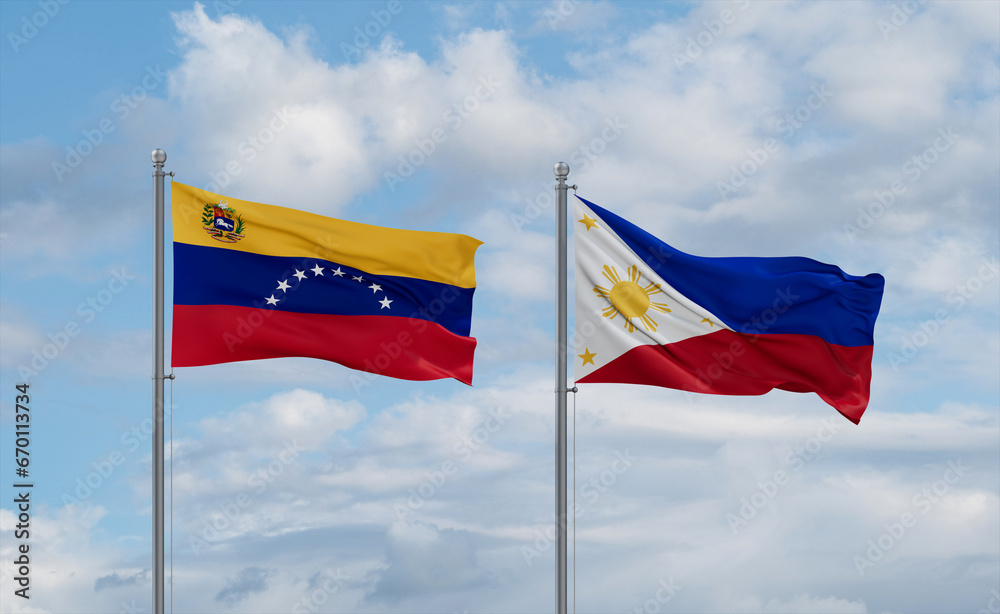 Philippines and Venezuela flags, country relationship concept Philippines and Venezuela flags, country relationship concept