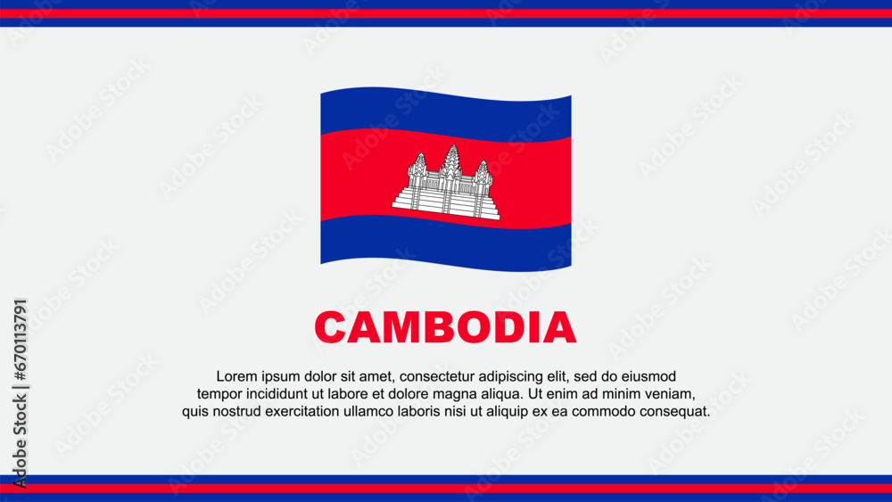 Cambodia Flag Abstract Background Design Template. Cambodia Independence Day Banner Social Media Vector Illustration. Cambodia Design