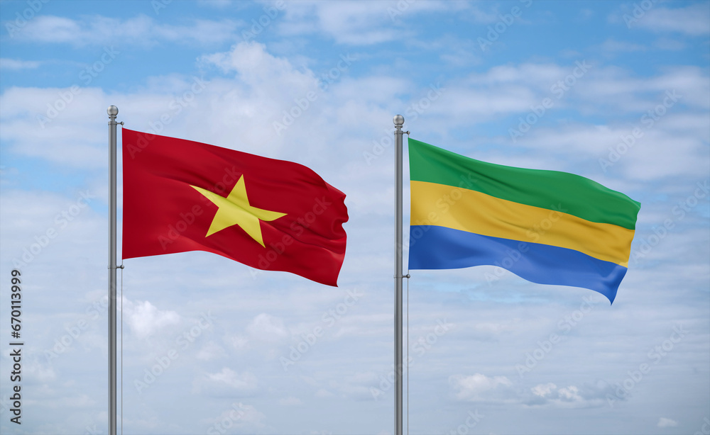 Gabon and Vietnam flags, country relationship concept Gabon and Vietnam flags, country relationship concept
