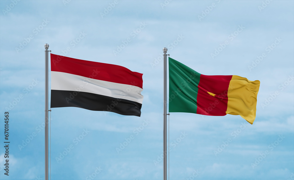 Cameroon and Yemen flags, country relationship concept Cameroon and Yemen flags, country relationship concept