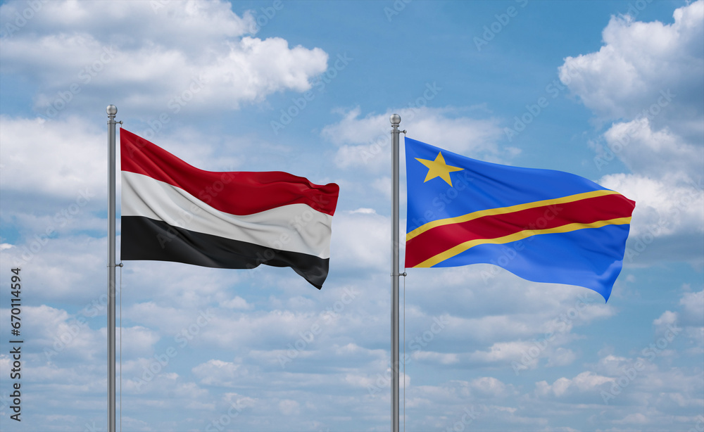 Congo and Yemen flags, country relationship concept Congo and Yemen flags, country relationship concept