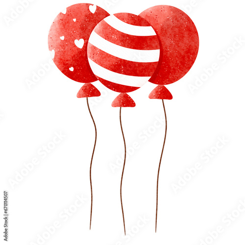 Watercolor red balloons illustration